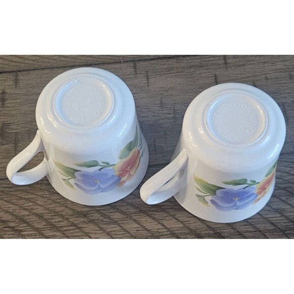 Lot of 2 CORNING Corelle SUMMER BLUSH Flower Pattern Coffee Tea Cups Made in USA - Picture 6 of 7